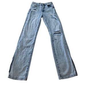 Queen Hearts Womens Ripped Jeans Size XS Distressed Pants VGC